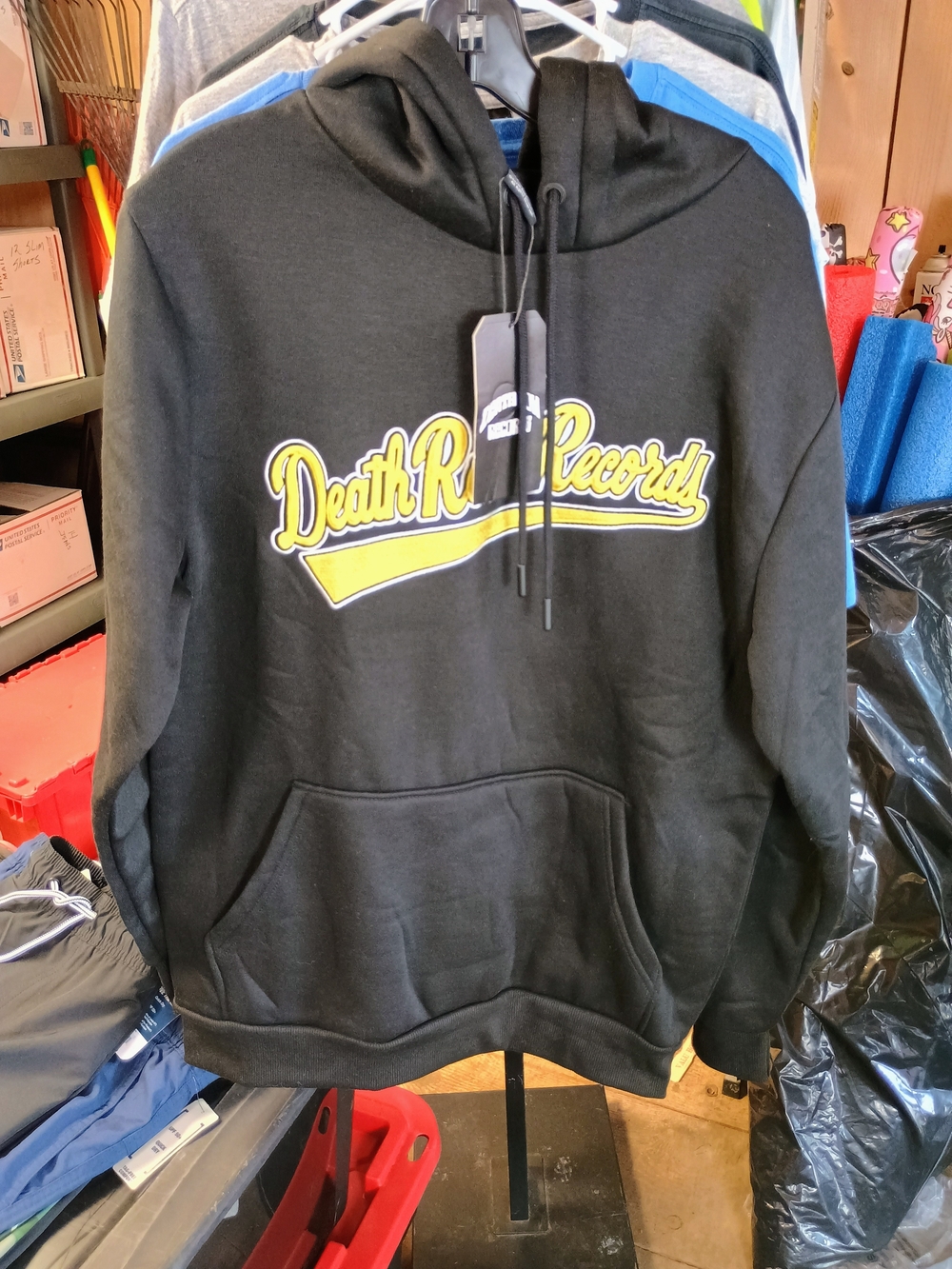 Men's Black 'Death Row Records' Logo Hoodie - Casual Pullover Bin 21